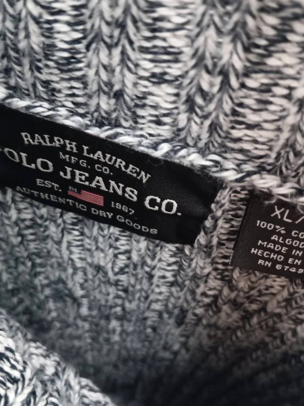 Vintage XL Polo by Ralph Lauren Chunky Rib Navy Turtleneck Sweater